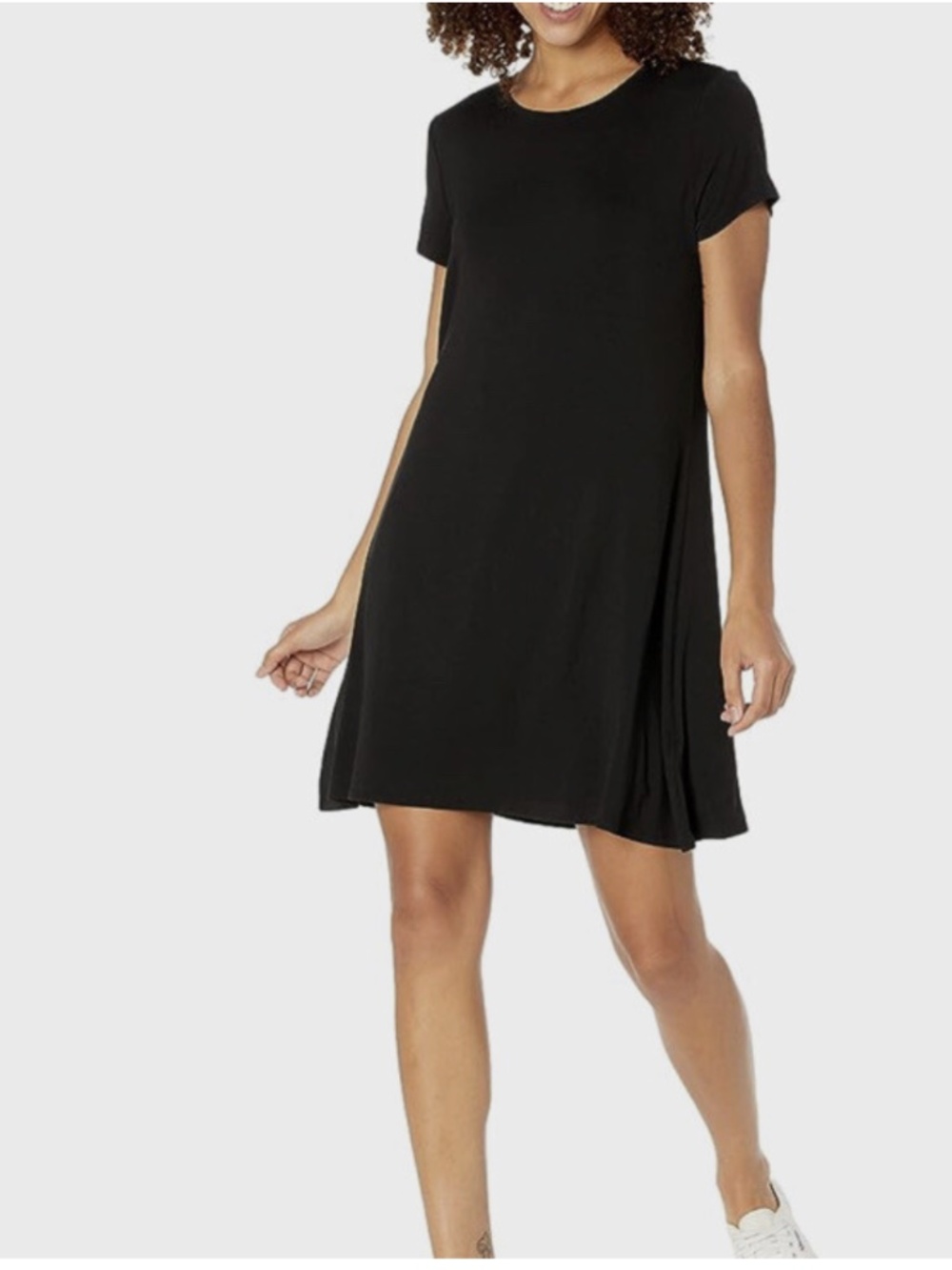 Uniqlo Women's Black Short-Sleeve Scoop Neck Swing Dress Size L